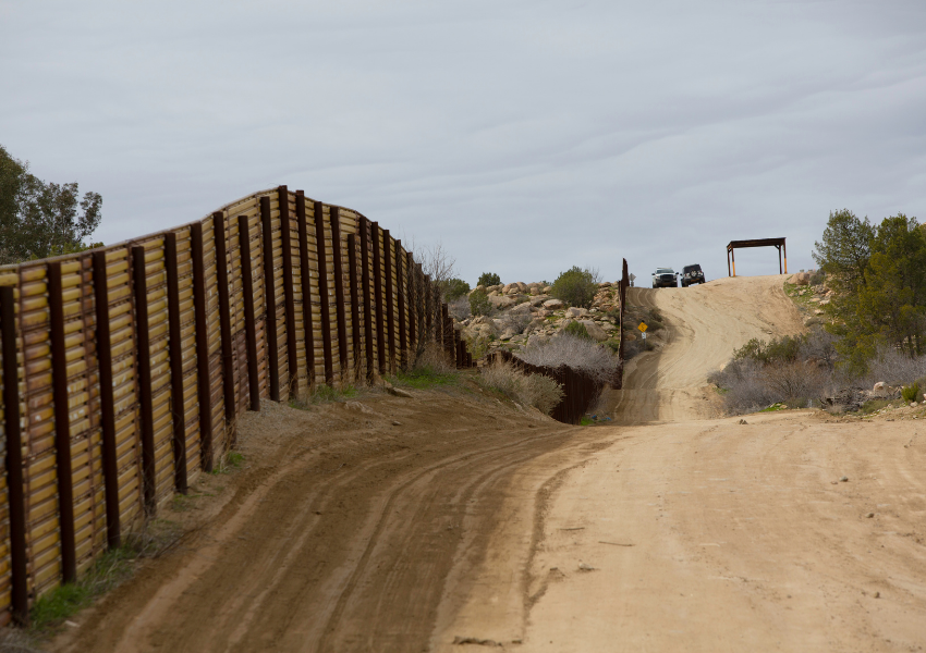 A wide view of the border wall in the Chihuahuan Desert, which will be further harmed by a new militarized zone designated by NSPM-4.