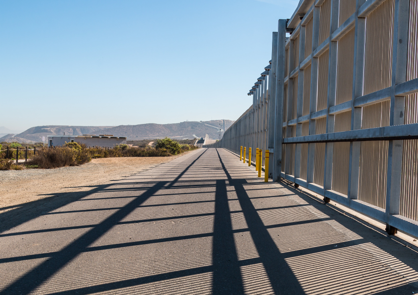 A view of the border wall near Tiajuana. The new military designation that takes 170 miles of New Mexico's Chihuahuan Desert, critical habitat for endangered species now threatened by border militarization designated by NSPM-4.